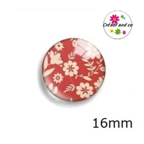 X2 cabochons fleur et feuille 16mm