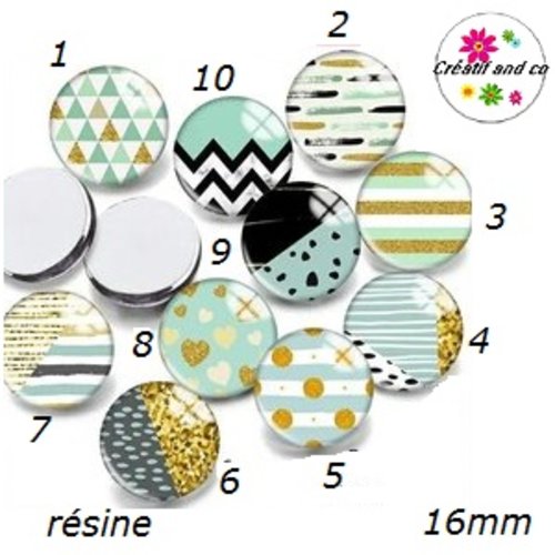 X2 cabochons à motif résine 16mm