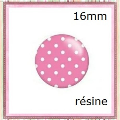 X2 cabochons à pois fond rose pâle résine 16mm