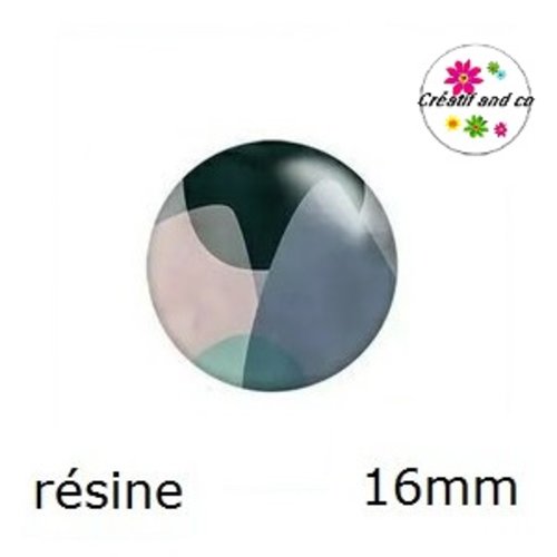 X2 cabochons motif abstrait résine 16mm