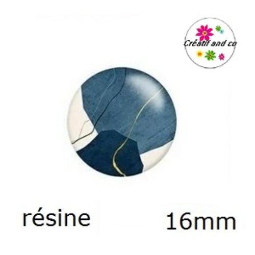 X2 cabochons motif abstrait résine 16mm