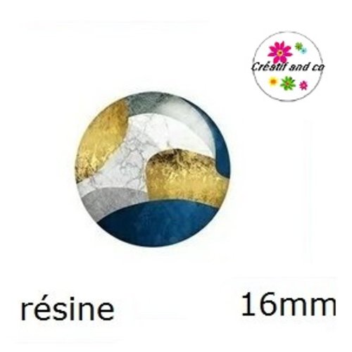 X2 cabochons motif abstrait résine 16mm