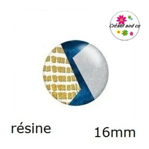 X2 cabochons motif abstrait résine 16mm