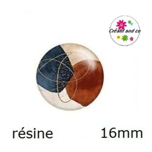 X2 cabochons motif abstrait résine 16mm