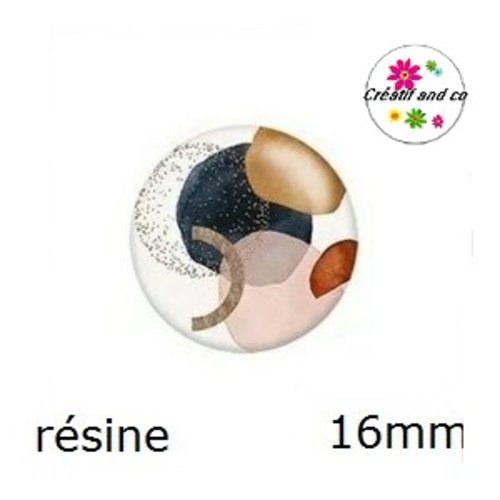 X2 cabochons motif abstrait résine 16mm