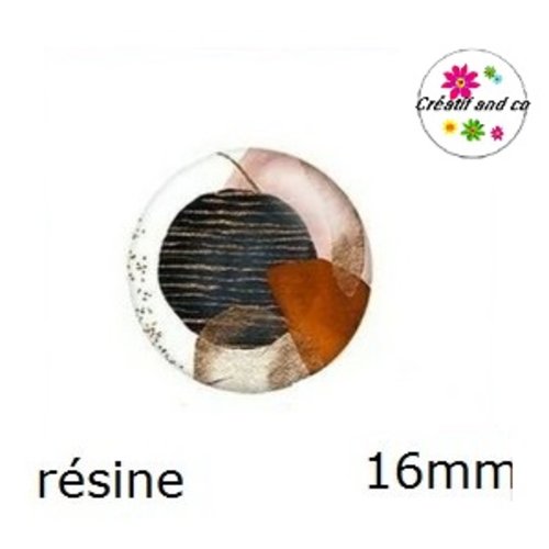 X2 cabochons motif abstrait résine 16mm