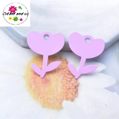 Breloque estampe fleur parme 22mm