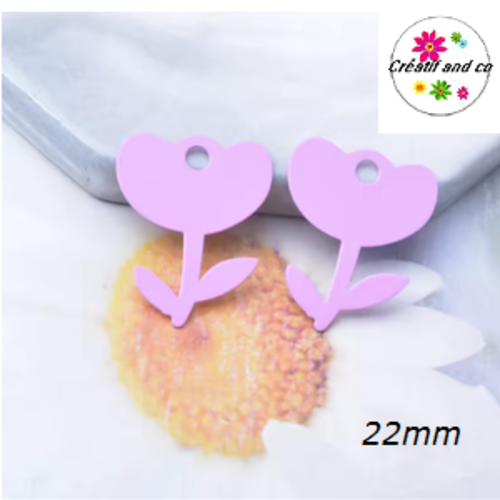 Breloque estampe fleur parme 22mm