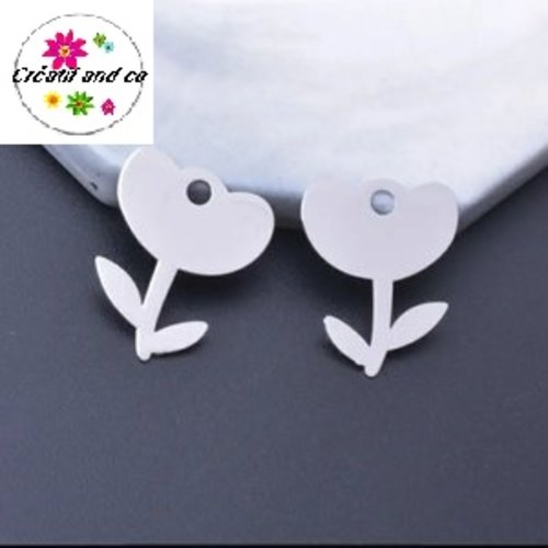 Breloque estampe fleur argent 22mm