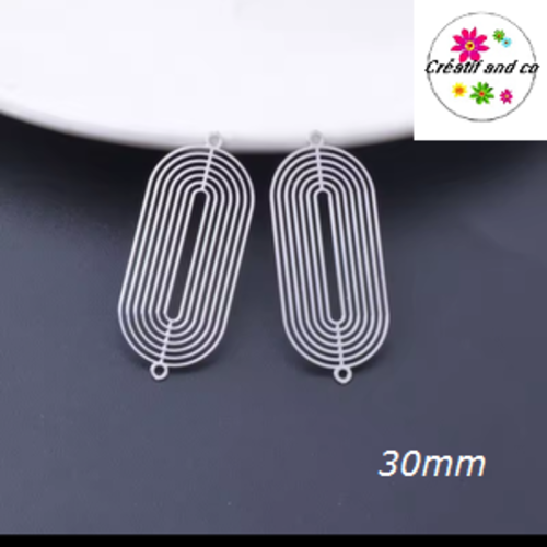 Breloque estampe connecteur ovale argent 30mm
