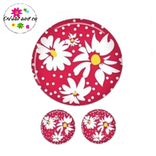 Lot cabochon fleuri 25mm et 2 cabochons 12mm
