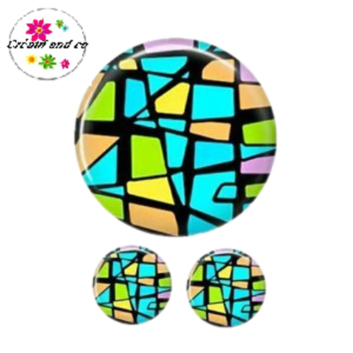 Lot cabochon à motif  25mm et 2 cabochons 12mm