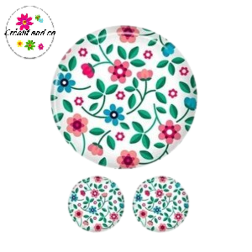 Lot cabochon fleuri 25mm et 2 cabochons 12mm