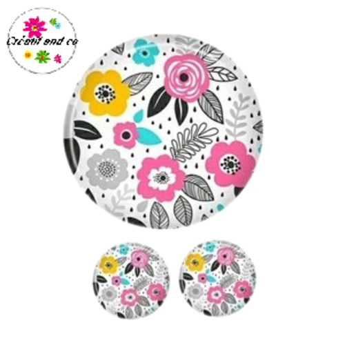 Lot cabochon fleuri 25mm et 2 cabochons 12mm