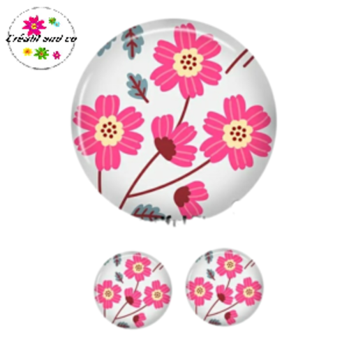 Lot cabochon fleuri 25mm et 2 cabochons 12mm