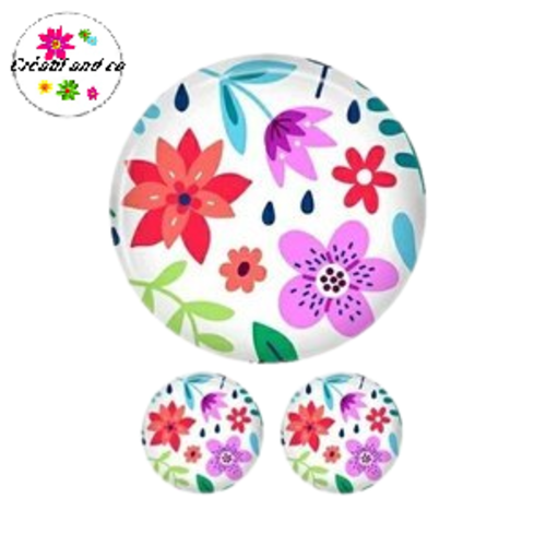 Lot cabochon fleuri 25mm et 2 cabochons 12mm