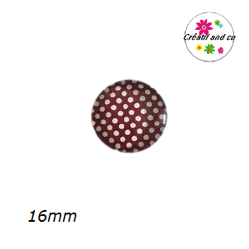 Cabochon marron à pois blanc 16mm