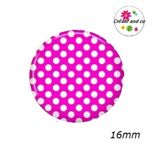 Cabochon violine à pois blanc 16mm