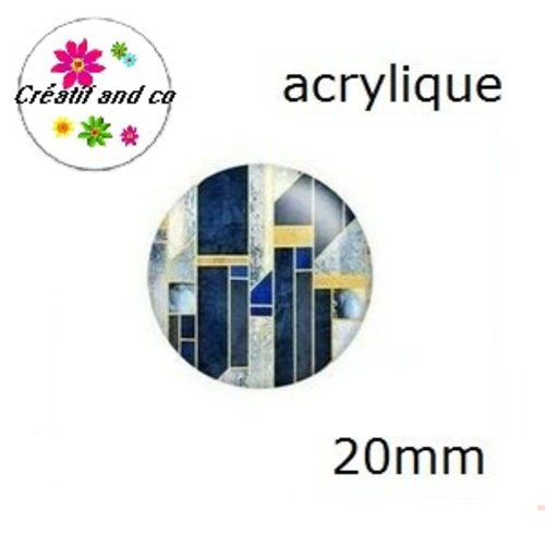 Cabochon à motif abstrait acrylique 20mm