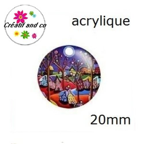 Cabochon village acrylique 20mm
