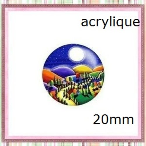 Cabochon village acrylique 20mm