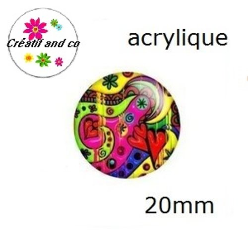 Cabochon art abstrait acrylique 20mm