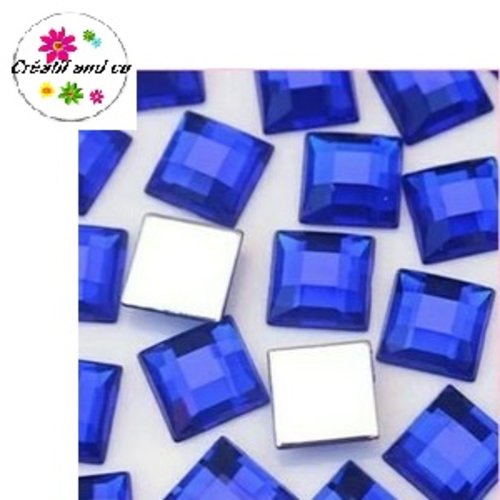 X2 cabochons carrés bleu roi 10mm