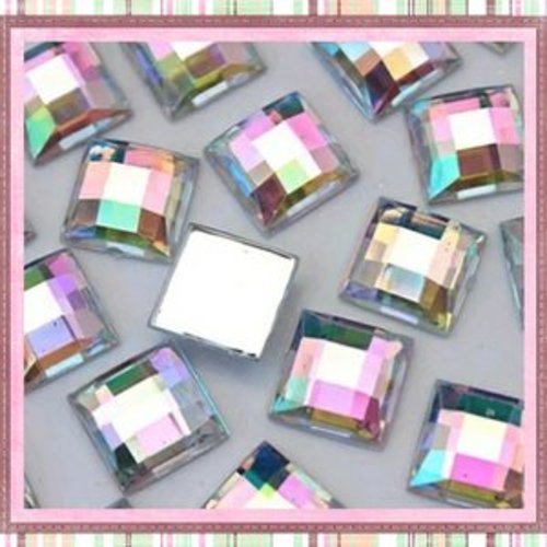 X2 cabochons carrés crystal 10mm