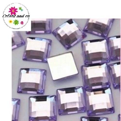 X2 cabochons carrés parme 10mm