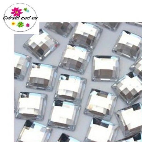 X2 cabochons carrés argent 10mm