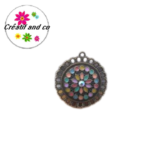 Pendentif cercle émail style bohème 23mm