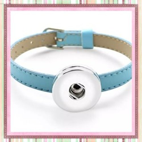 Bracelet simili cuir bleu clair pour bouton pression