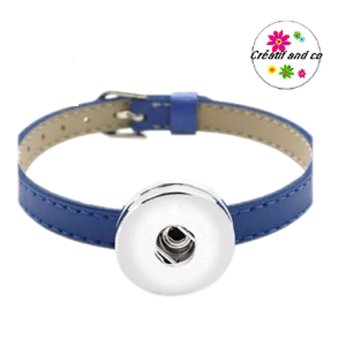 Bracelet simili cuir bleu roi pour bouton pression