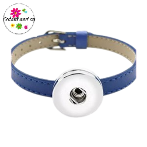 Bracelet simili cuir bleu roi pour bouton pression