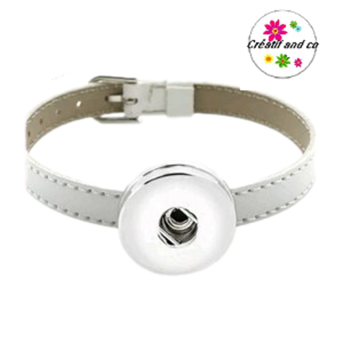 Bracelet simili cuir blanc pour bouton pression