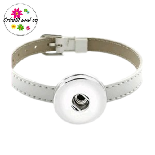 Bracelet simili cuir blanc pour bouton pression