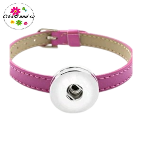 Bracelet simili cuir fuchsia pour bouton pression