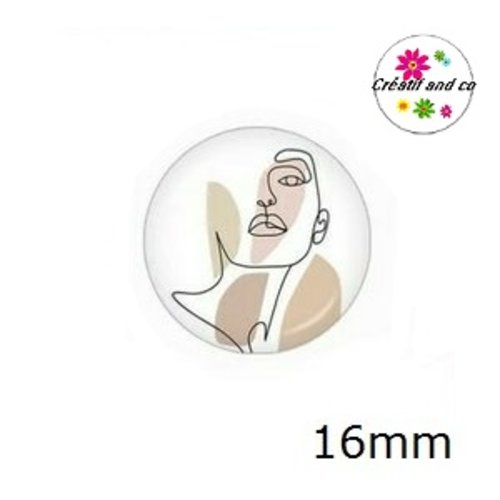 X2 cabochons visage abstrait 16mm