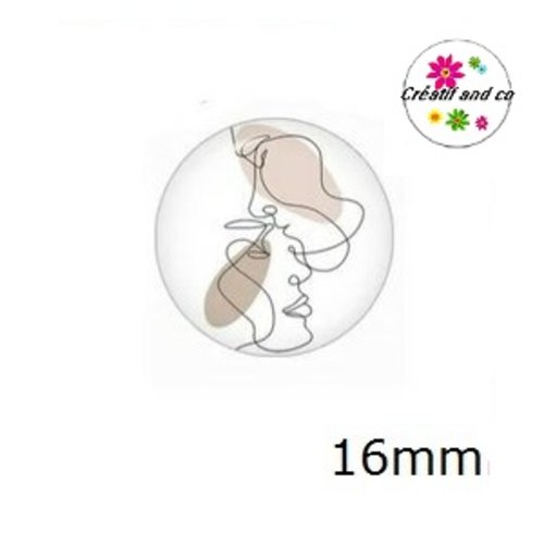 X2 cabochons visage abstrait 16mm