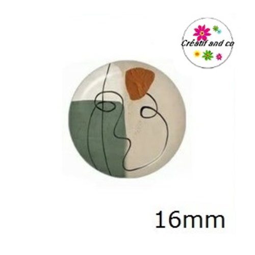 X2 cabochons visage abstrait 16mm