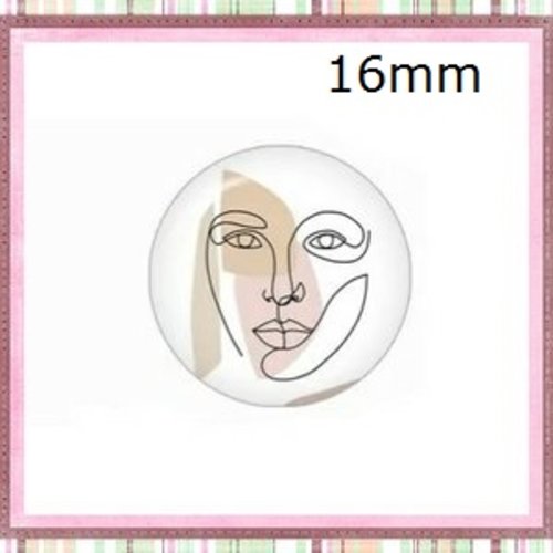 X2 cabochons visage abstrait 16mm