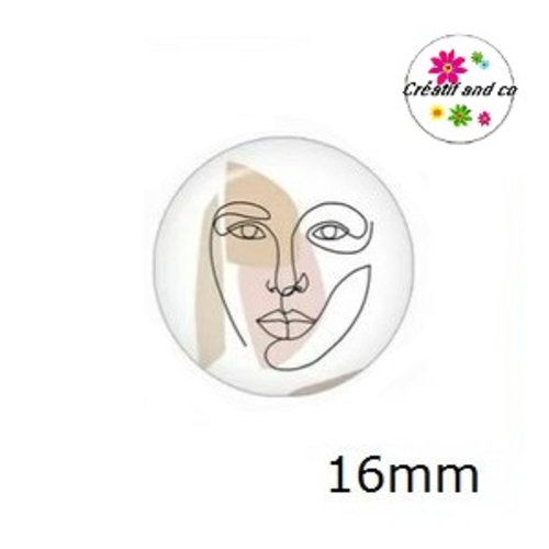 X2 cabochons visage abstrait 16mm