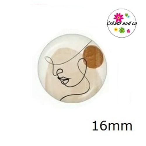 X2 cabochons visage abstrait 16mm