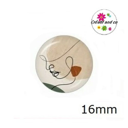 X2 cabochons visage abstrait 16mm