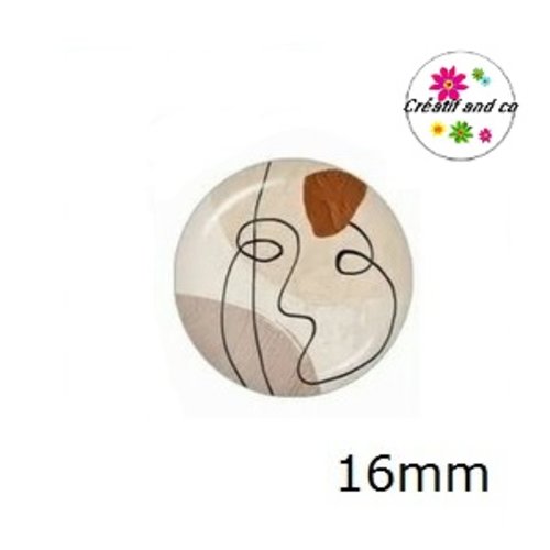 X2 cabochons visage abstrait 16mm