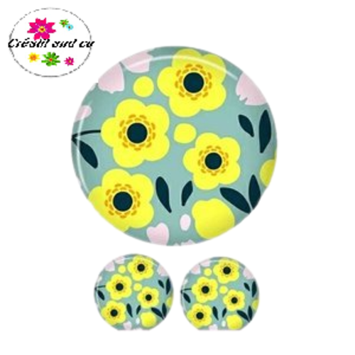 Lot cabochon fleuri 25mm et 2 cabochons 12mm
