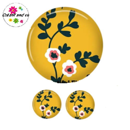Lot cabochon fleuri 25mm et 2 cabochons 12mm