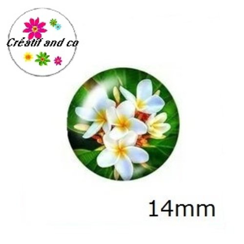 X2 cabochons fleuris 14mm