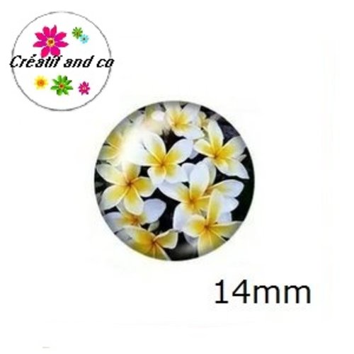 X2 cabochons fleuris 14mm