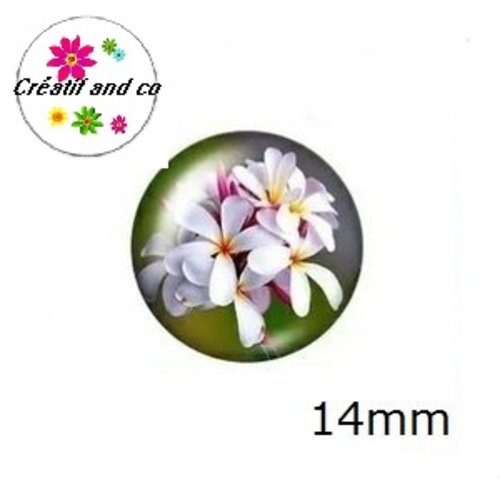 X2 cabochons fleuris 14mm